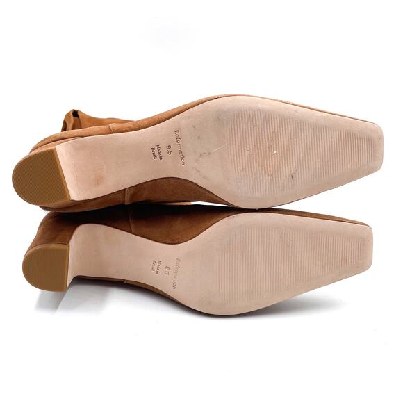 Reformation Reiss Over The Knee Boots Brown Suede Block Heel Pull On Sz 9.5 - Picture 10 of 11